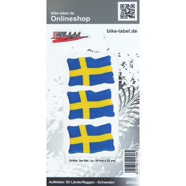 Aufkleber 3D Länder-Flaggen - Schweden Sweden 50 x 33 mm