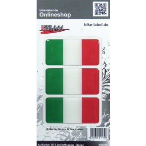 Aufkleber 3D Länder-Flaggen - Italien Italy 3 Stck. je 70 x 35 mm