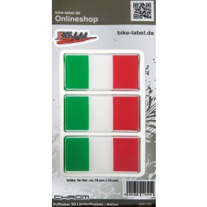 Aufkleber 3D Länder-Flaggen - Italien Italy mit Chromrand 3 Stck. je 70 x 35 mm