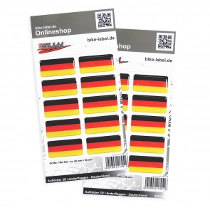 Aufkleber 3D Länder-Flaggen - Deutschland 40 x 10 mm (2er Set)