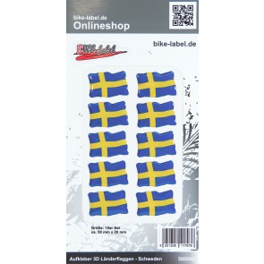 Aufkleber 3D Länder-Flaggen - Schweden Sweden 10 Stck. je 30 x 20 mm
