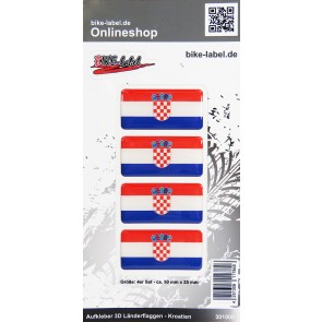 Aufkleber 3D Länder-Flaggen - Kroatien Croatia 4 Stck. je 50 x 25 mm