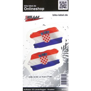 Aufkleber 3D Länder-Flaggen - Kroatien Croatia 2 Stck. je 70 x 37 mm